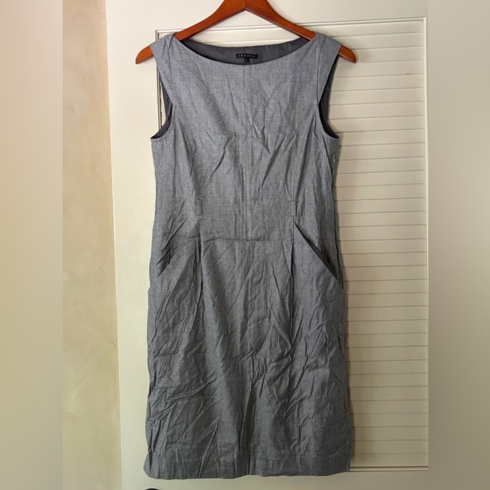 Theory Wool Blend Midi Gray Sheath Dress size 6
